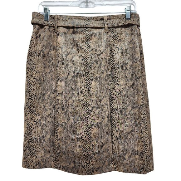 Haute Monde Womens Snake Print Faux Suede Mini Skirt Belt Loops Size L - Picture 7 of 7